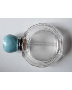 Petit flacon a parfum cristal et argent émaillé