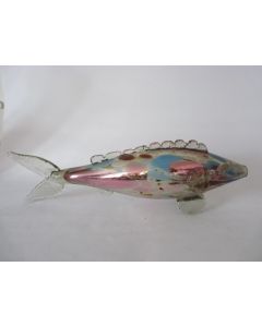 Grand poisson verre soufflé mercurisé ou eglomisé XIXe siècle