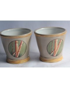 Paire Cache pot céramique Sylvie Langet Bambous