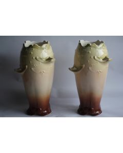 Paire vases barbotine Gustave DE BRUYN Fives Lille