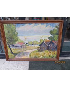 Peinture à l'huile sur toile Bord du Lac August WEBER