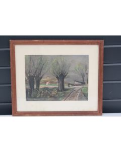 Peinture gouache sur papier G. E. HABERJAHN (1890-1956)