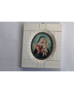 Peinture miniature Vierge à l'enfant N. Raffael