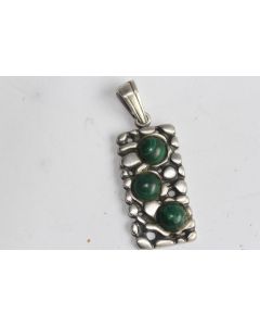 Pendentif argent et malachite design