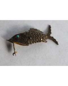Pendentif vinaigrette argent Poisson articulé Bijoux Asie Chine