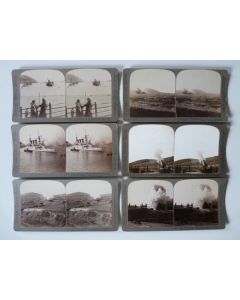 Photographie Photo Stereo Guerre Japon Russie Port Arthur Canons x6