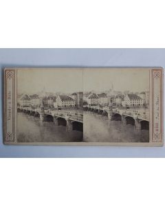 Photographie Vue stéréo Bâle Pont du Rhin Suisse
