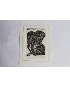 Pino Della Selva Bois gravé Épreuve d'artiste Paysanne assise 1950