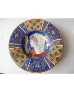 Plat faïence Elisabetta Alfredo Santarelli 1874-1957 Italie majolica