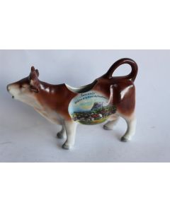 Pot a crème porcelaine souvenir  Le lieu et La Dent de Vaulion vache