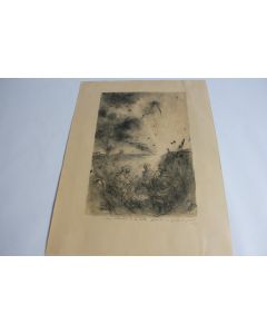 POULBOT Lithographie 57/400 Fais attention à tes cartes 1915