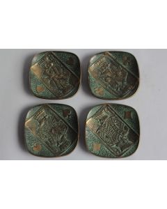 Quatre Coupelles bronze Max Le Verrier Rois Cartes à jouer