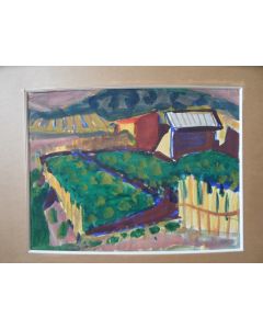 Peinture Aquarelle Moderne 1958 Signée