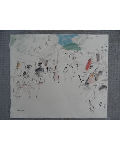 Antonio VILLANUEVA Dessin original encre/aquarelle