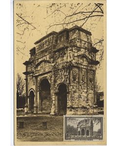 Carte-maximum France n° 389 - L 'Arc de triomphe d'orange