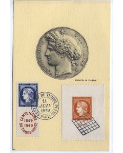 Carte-maximum France n° 831+841 - Centenaire du timbre-poste