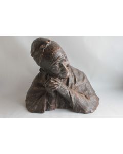 Sculpture terre cuite Buste Vieille femme Berthe Imer Girardet