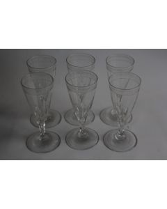 Six Verres Flûtes champagne cristal taillé Empire