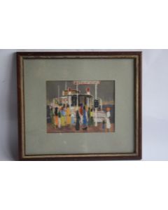 Tableau Dessin à la craie grasse D. NOËL Quai d'embarquement Port