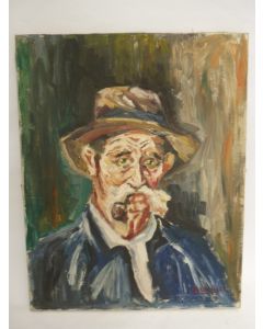 Tableau Peinture sur Toile Vieille Homme Pipe