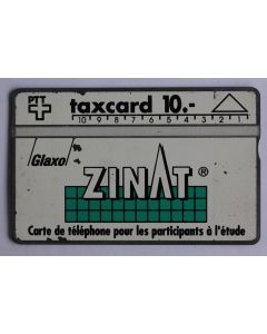 Télécarte L&G Zinat Glaxo AG français 912E Suisse 1989