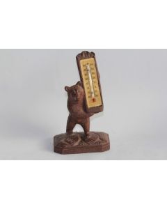 Thermomètre Ours bois sculpté Chesières Art populaire Suisse Brienz