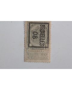 Timbre Belgique 1c  pré oblitéré Bruxelles 08 roulette 1907