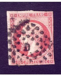 Timbre France Napoléon III n°17 80c. oblitéré 1853