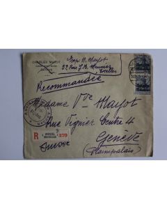 Timbres Belgien sur enveloppe recommander cachet Freigegeben 1915