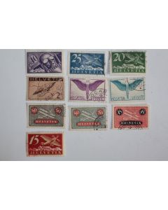 Timbres Suisse poste aérienne représentation symbolique 1923-1940 obl