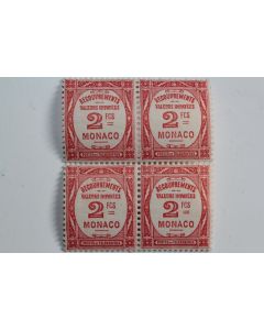Timbres taxe Monaco recouvrements valeurs impayées 2Fc 1932