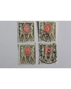 Timbres Taxe Suisse gomme grillé 1934 oblitérés