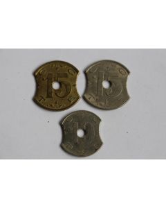 Trois jetons Cie Genevoise des Tramways Electriques 1900