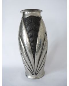 Vase en dinanderie d'étain René DELAVAN Art déco