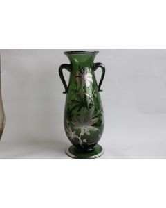 Vase en verre de St-Prex et overlay argent Suisse