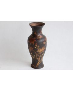 Vase fonte de fer Japon Fleurs oiseau