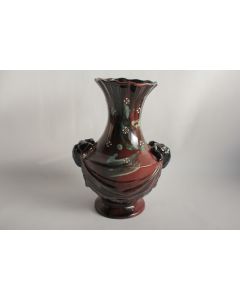 Vase terre cuite vernissée béliers SCR