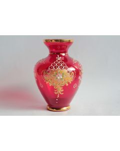 Vase verre rouge émaillé Venise Italie