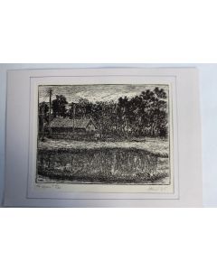 Yvonne HEILBRONNER Gravure sur bois La Mare 1965