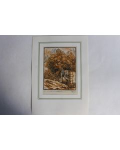 Yvonne HEILBRONNER Gravure sur bois Le sentier romantique 1944